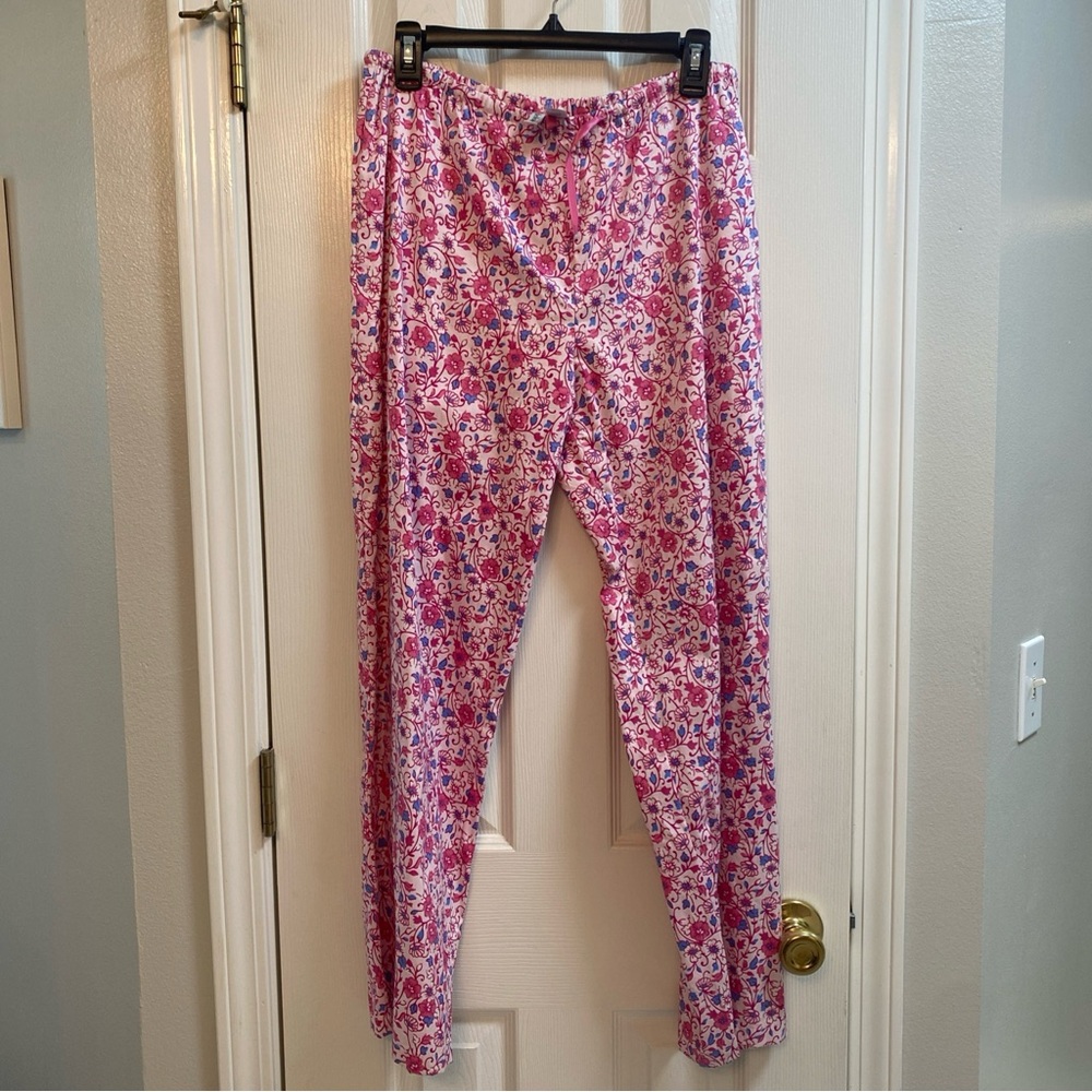 Delicates Pink and Blue Floral Medium Pajama Pants
